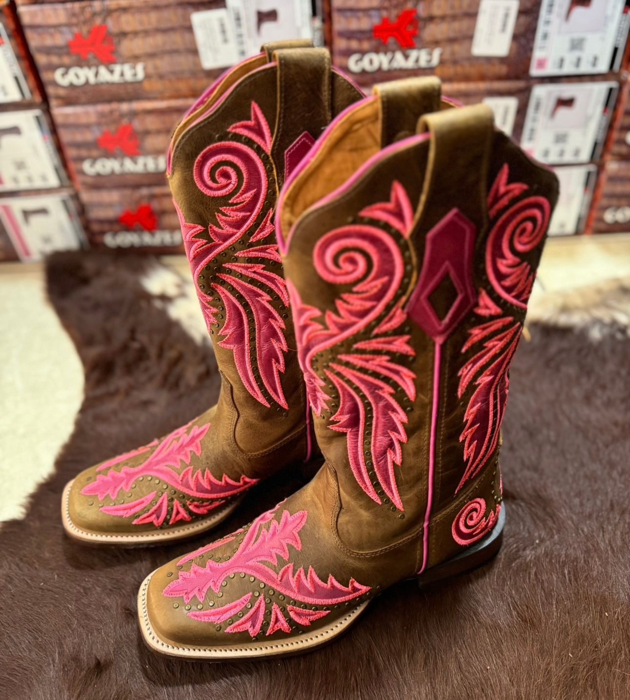 GOYAZES BOTA FEM QUADRADO ROSA 253204-CP-06