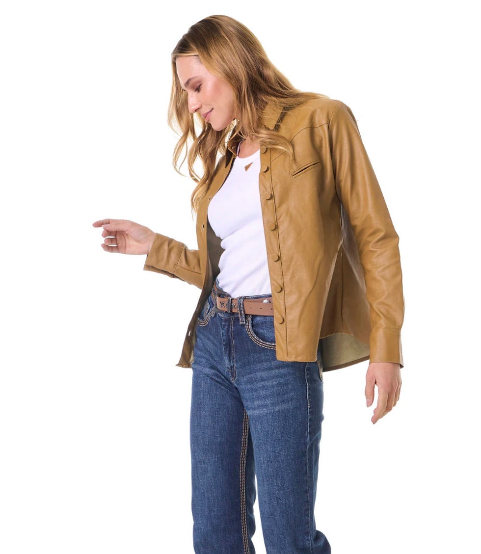 Miniatura: Self western camisa de couro marrom CML52