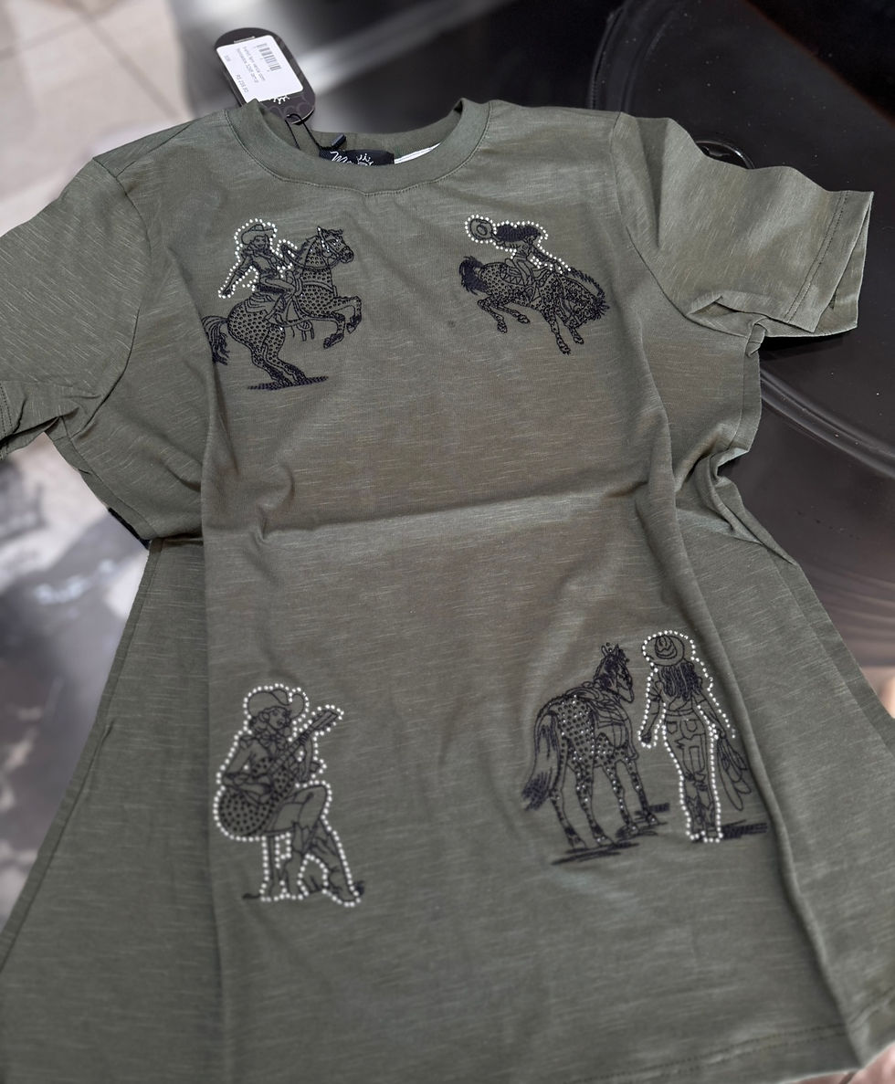 Miniatura: t-shirt fem verde com bordados 3295