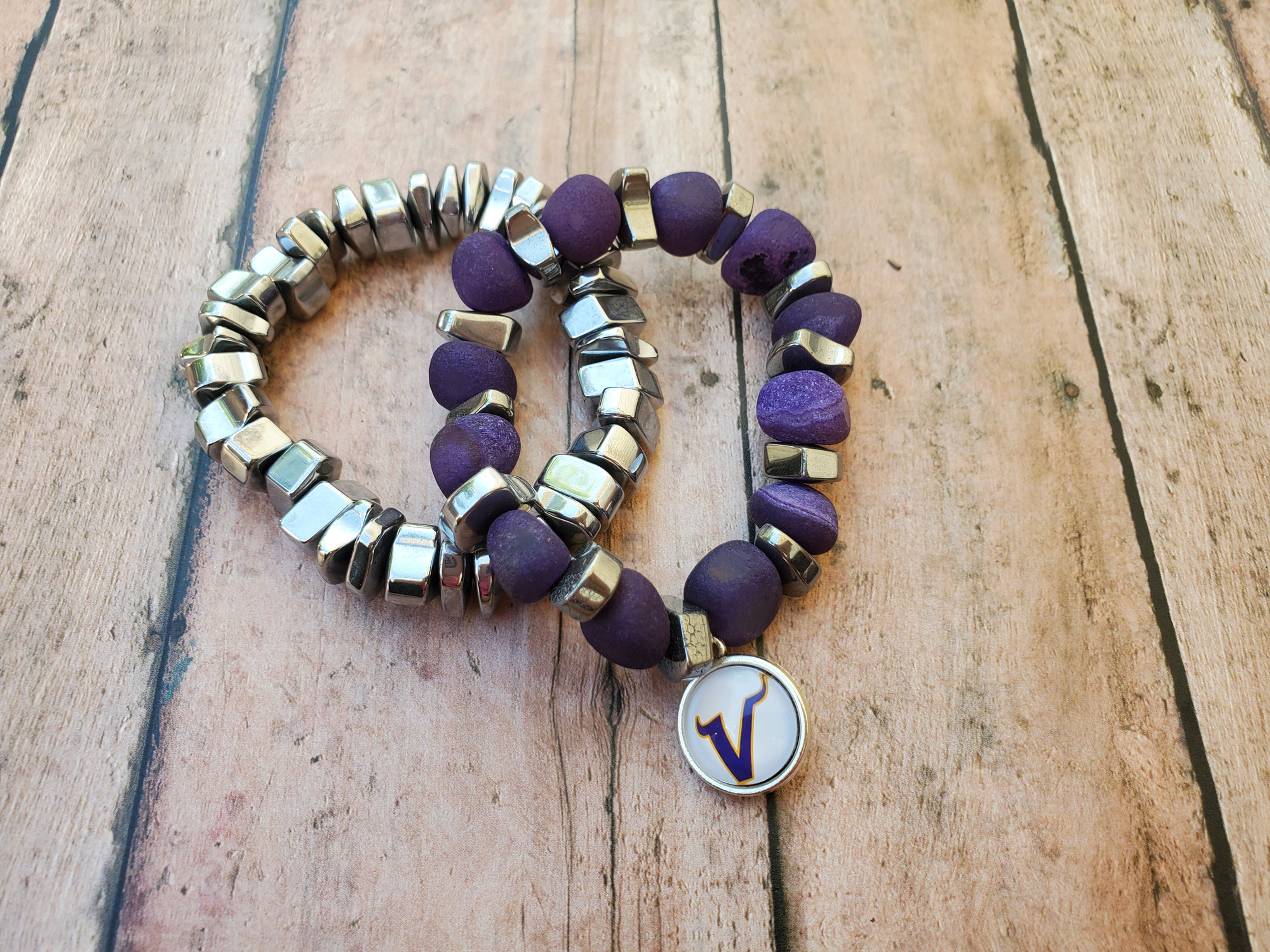 Silver & Purple Chunky MN Sports