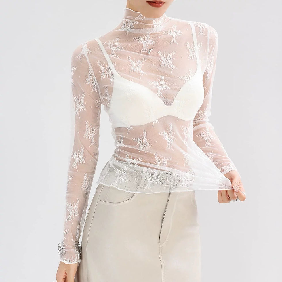 Miniaturbild: Elegantes Mesh-Top mit Spitze