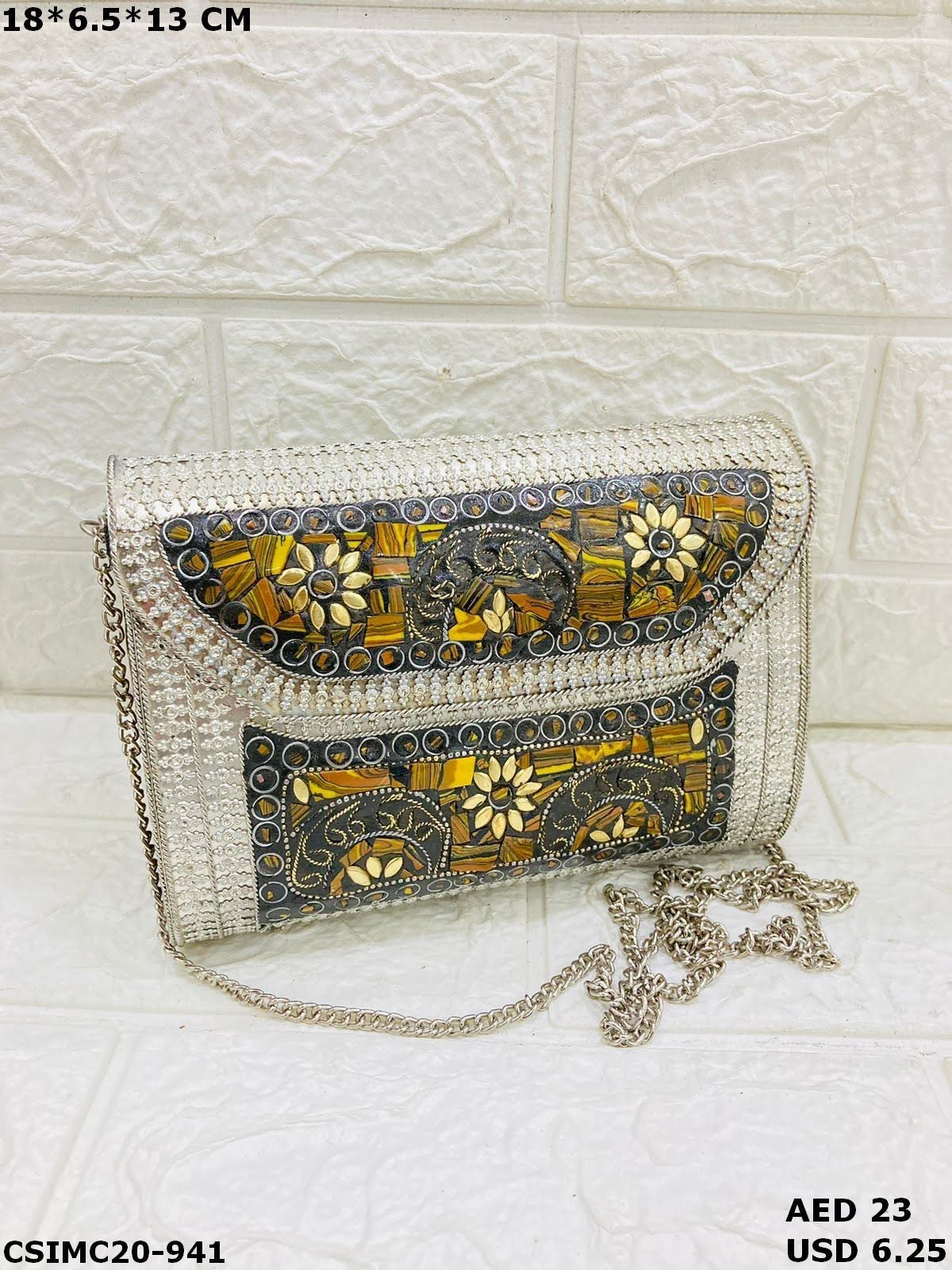 Artisan Handmade Evening Ladies Metal Mosaic Clutch