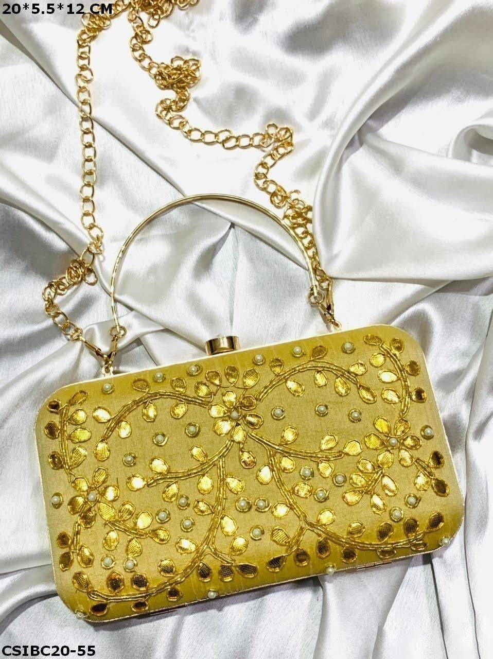 Thumbnail: Handmade Evening Gota Patti Work Box Clutch Bag