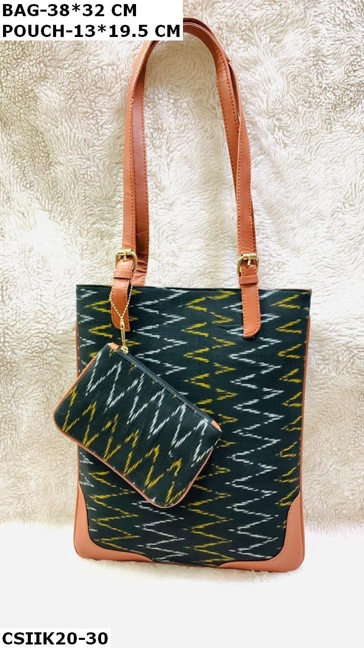Thumbnail: Trendy Ikkat Print Cotton Tote Bags – Perfect for Shopping and Travel