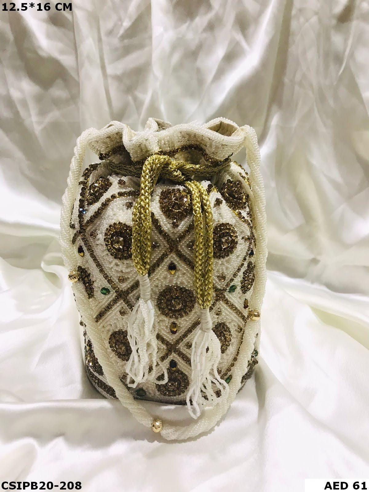 Indian Artisan Crystal Beaded Potli Bag for Special Occasions