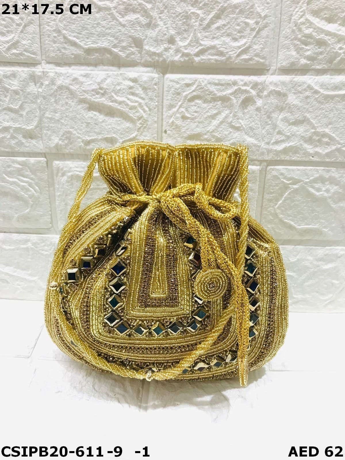 Stunning Bridal Potli Bag with Crystals – Handmade Designer Wedding Accessory