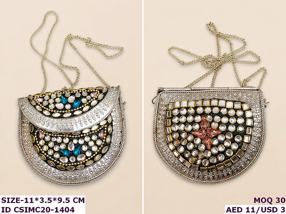 Thumbnail: Indian Ethnic Kundan Clutch Bag – Handmade Metal Wedding Purse