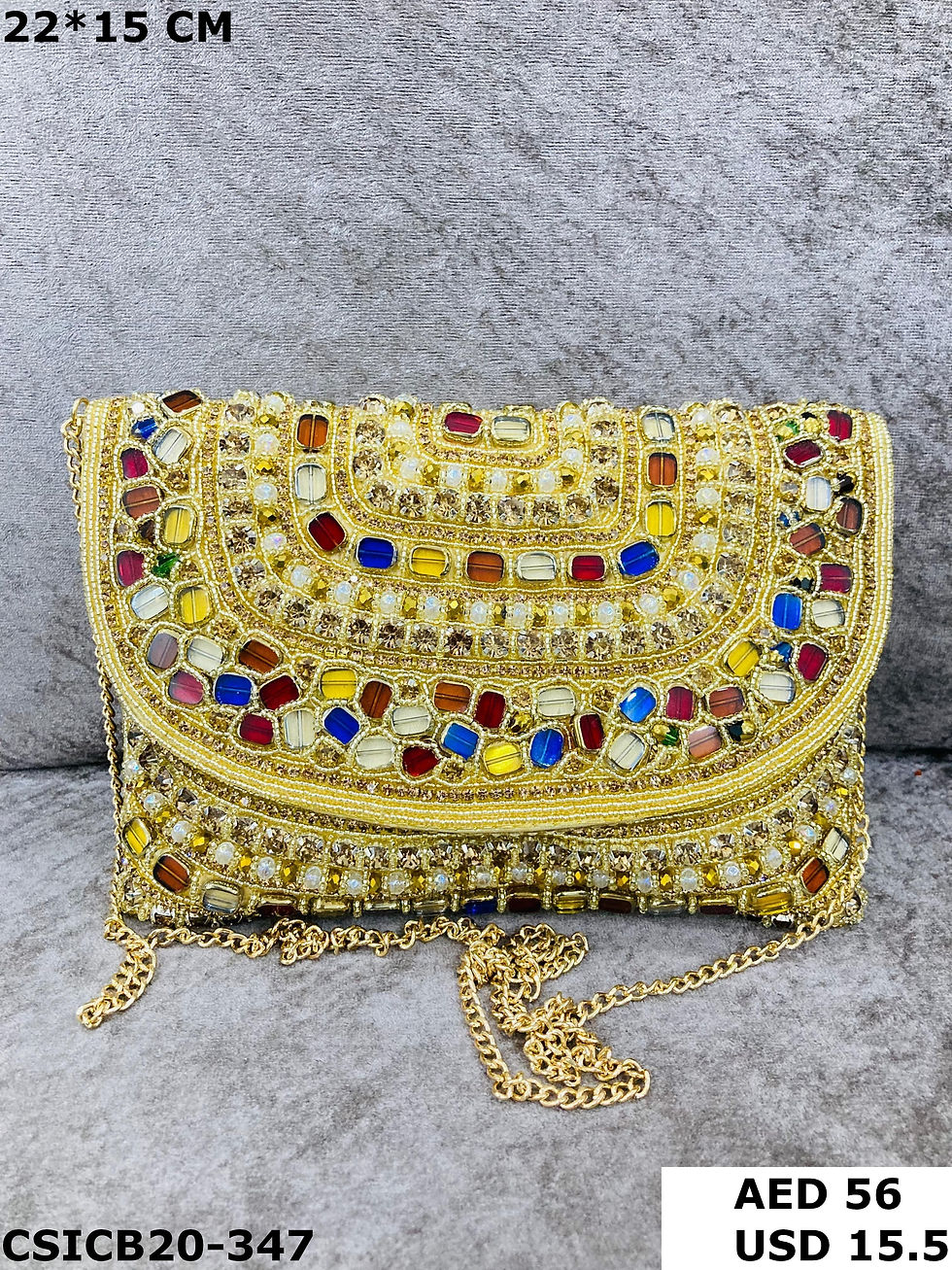 Thumbnail: Chic Handmade Ethnic Bridal Clutch with Crystal Stone Embroidery