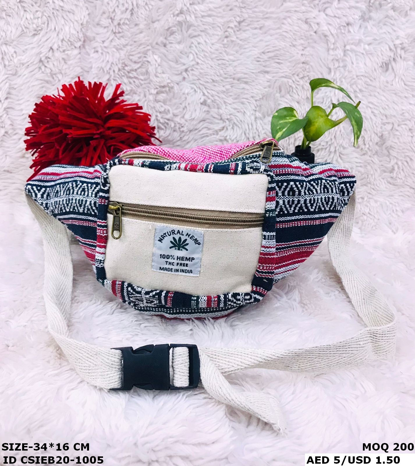 Eco-friendly hemp cotton waist bags-stylish, durable, and sustainably crafted
