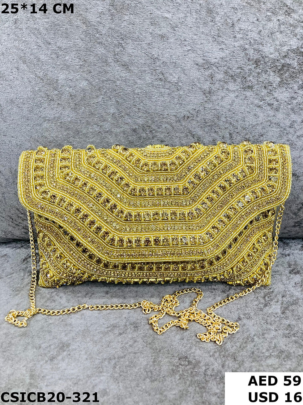 Thumbnail: Handcrafted Ethnic Bridal Clutch with Crystal Stone Beaded Embroidery