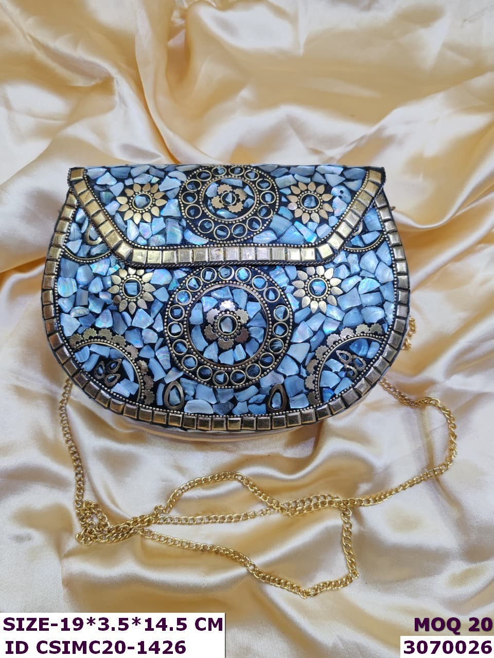 Thumbnail: Designer Stone Mosaic Wedding Clutch Bag