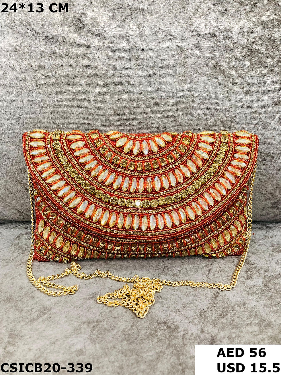 Thumbnail: Artisan-Crafted Evening Clutch with Designer Crystal Stone Beaded Embroidery