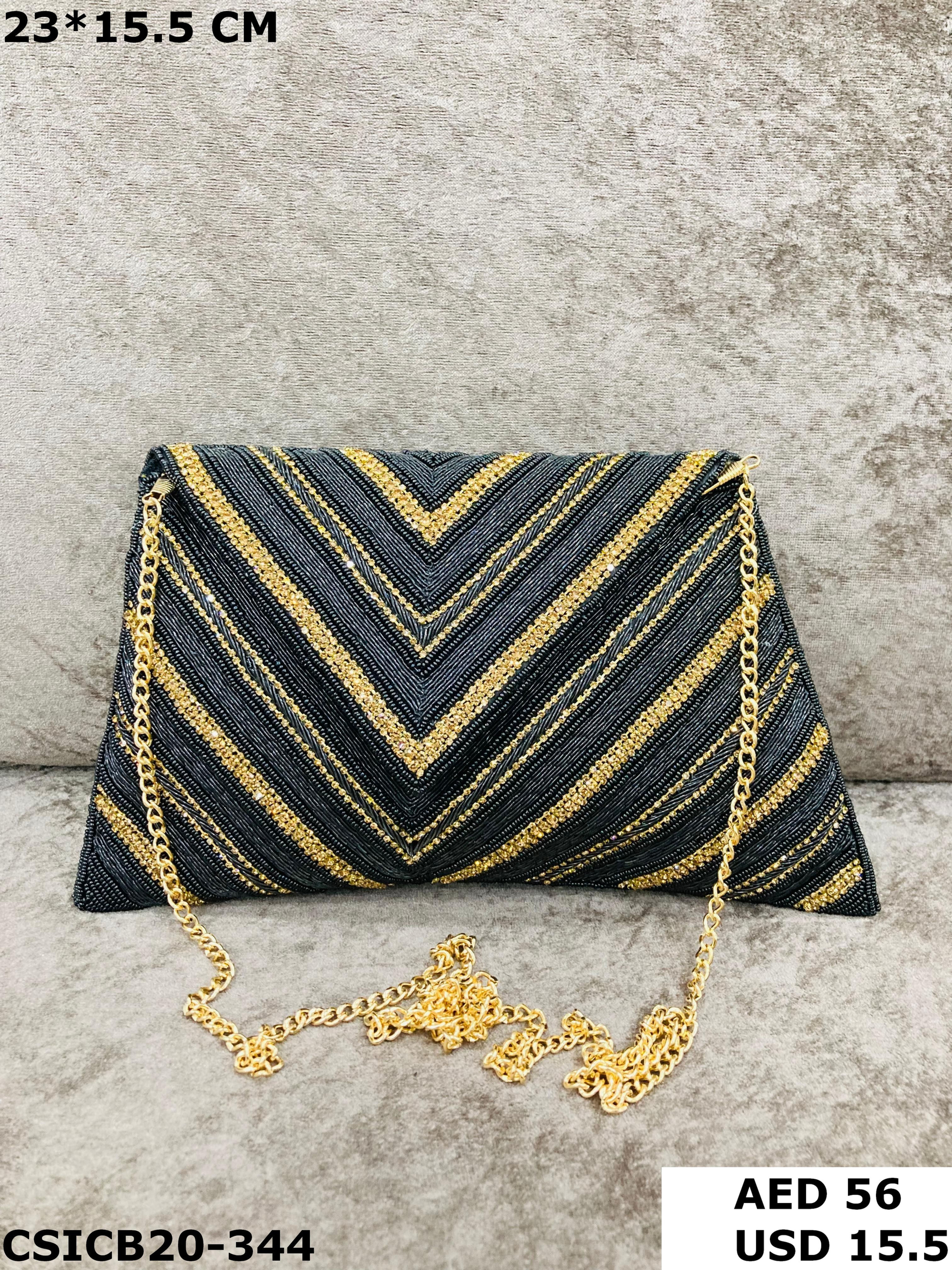 Handmade Ethnic Bridal Clutch with Crystal Stone and Beaded Detailing