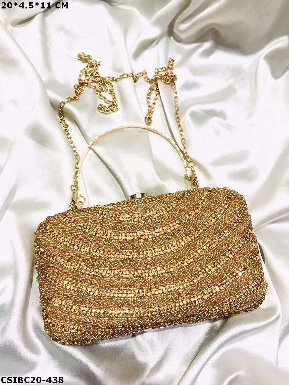 Thumbnail: Beaded Stone Luxury Box Clutch Bag