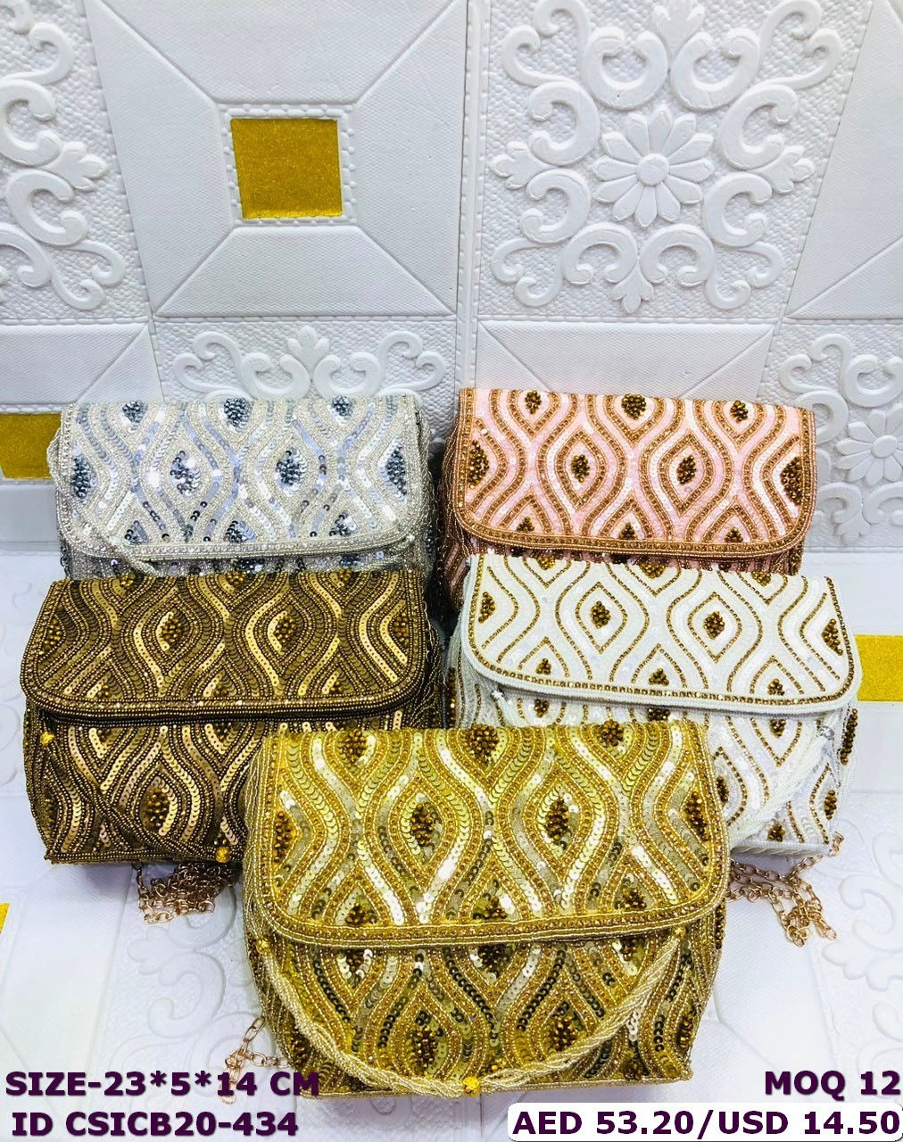 Handmade Beaded Party Sling Bag for Women Designer Sequin Embroidered