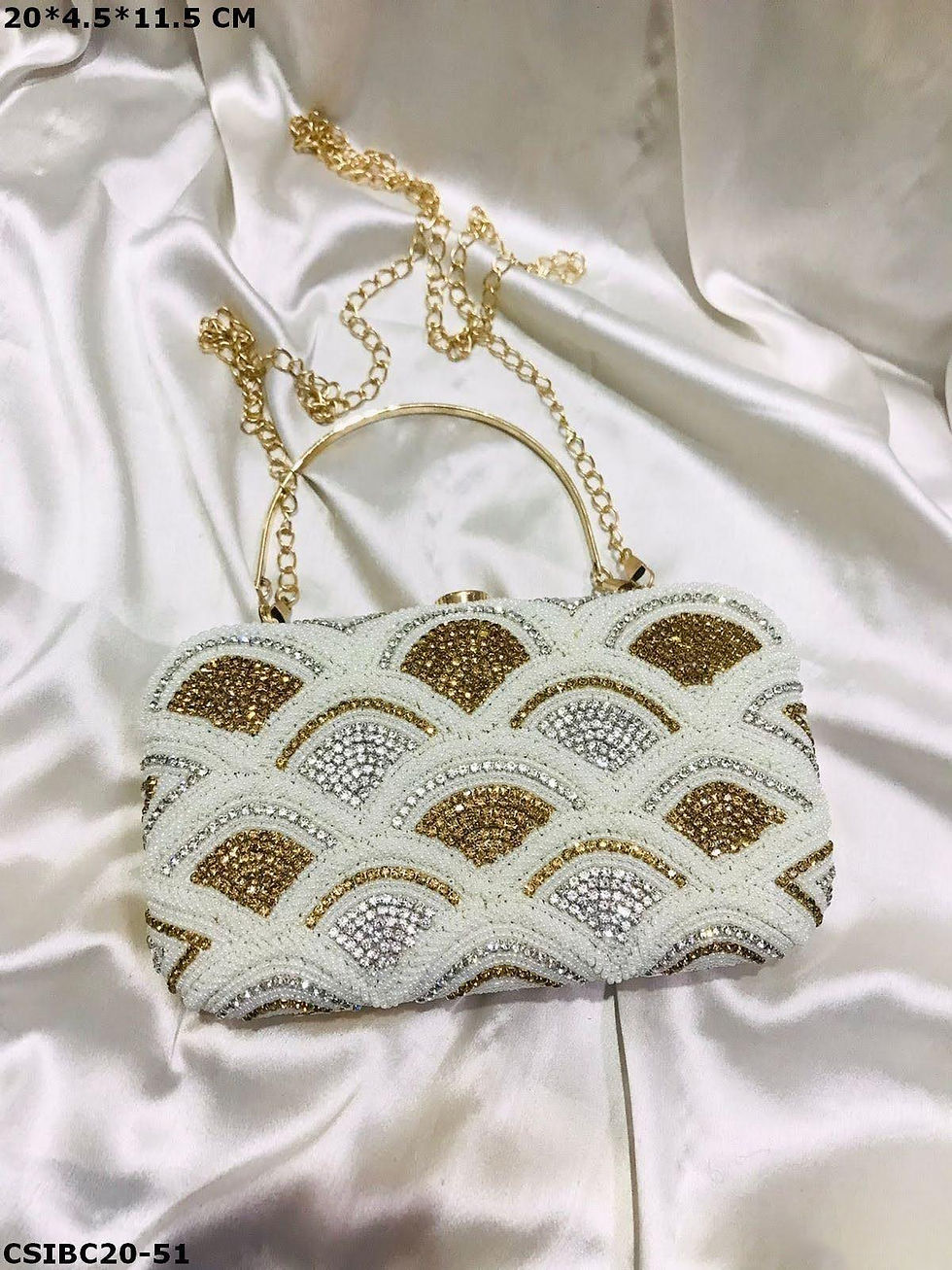 Thumbnail: Handmade Glam Box Clutch with Crystal & Stone Detail