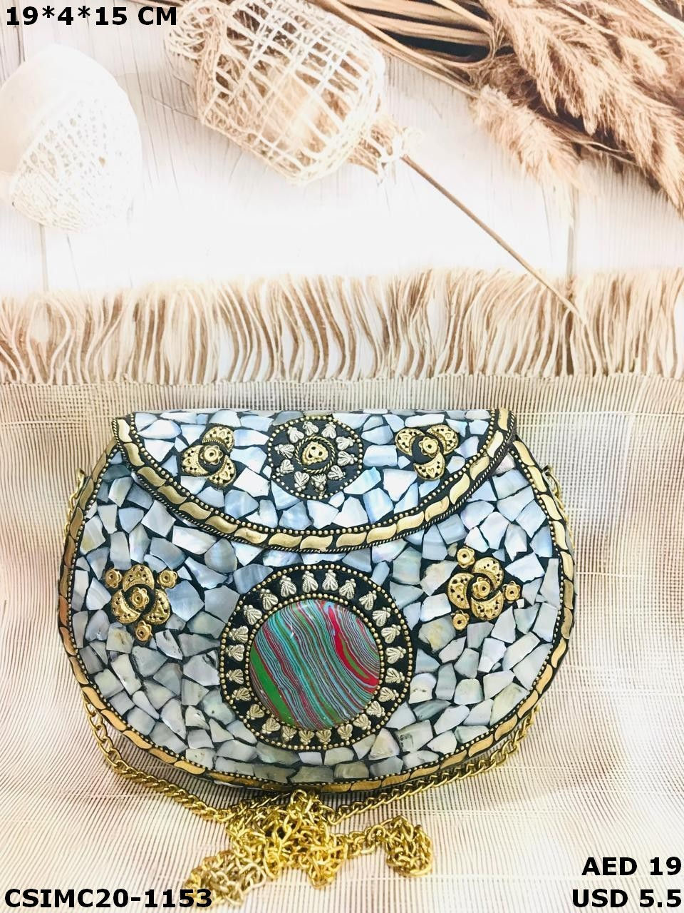 Thumbnail: Gracefully Handcrafted Mosaic Evening Metal Clutches by Indian Artisans