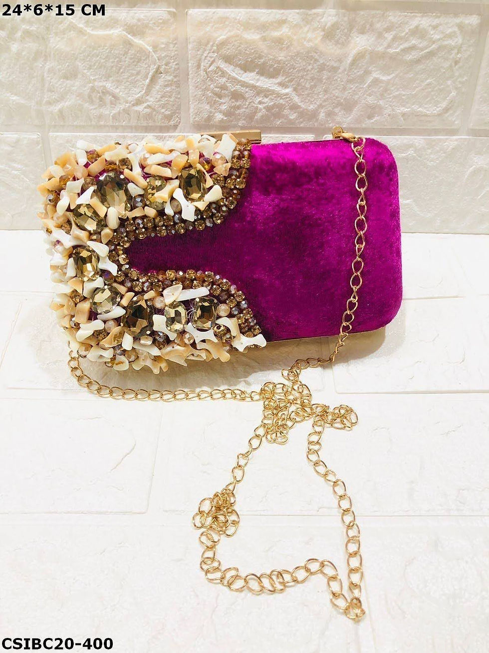 Thumbnail: Evening Box Clutches with Handcrafted Stone and Crystal Beaded Accents