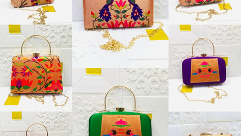 Celebrate the beauty of handcrafted elegance with our exclusive collection of designer clutches. Inspired by vibrant Indian art, floral motifs, and colorful bird patterns