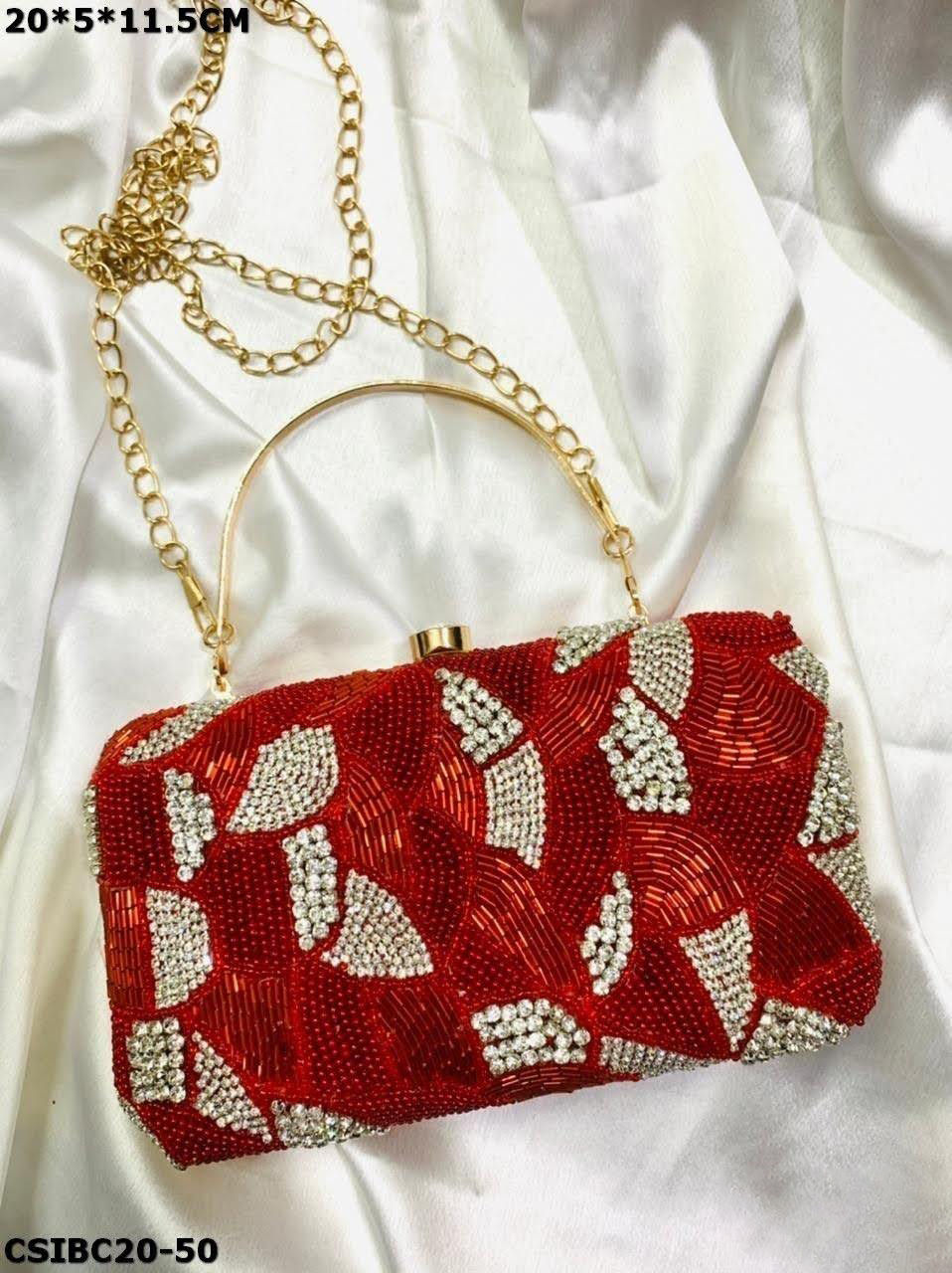 Thumbnail: Handmade Crystal-Beaded Sophisticated Evening Box Clutch Purse