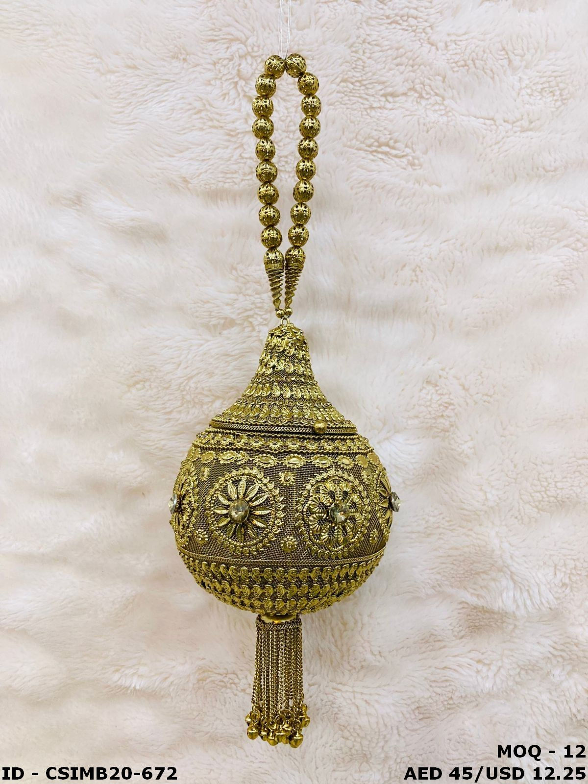 Handmade Crystal Embedded Metal Purse