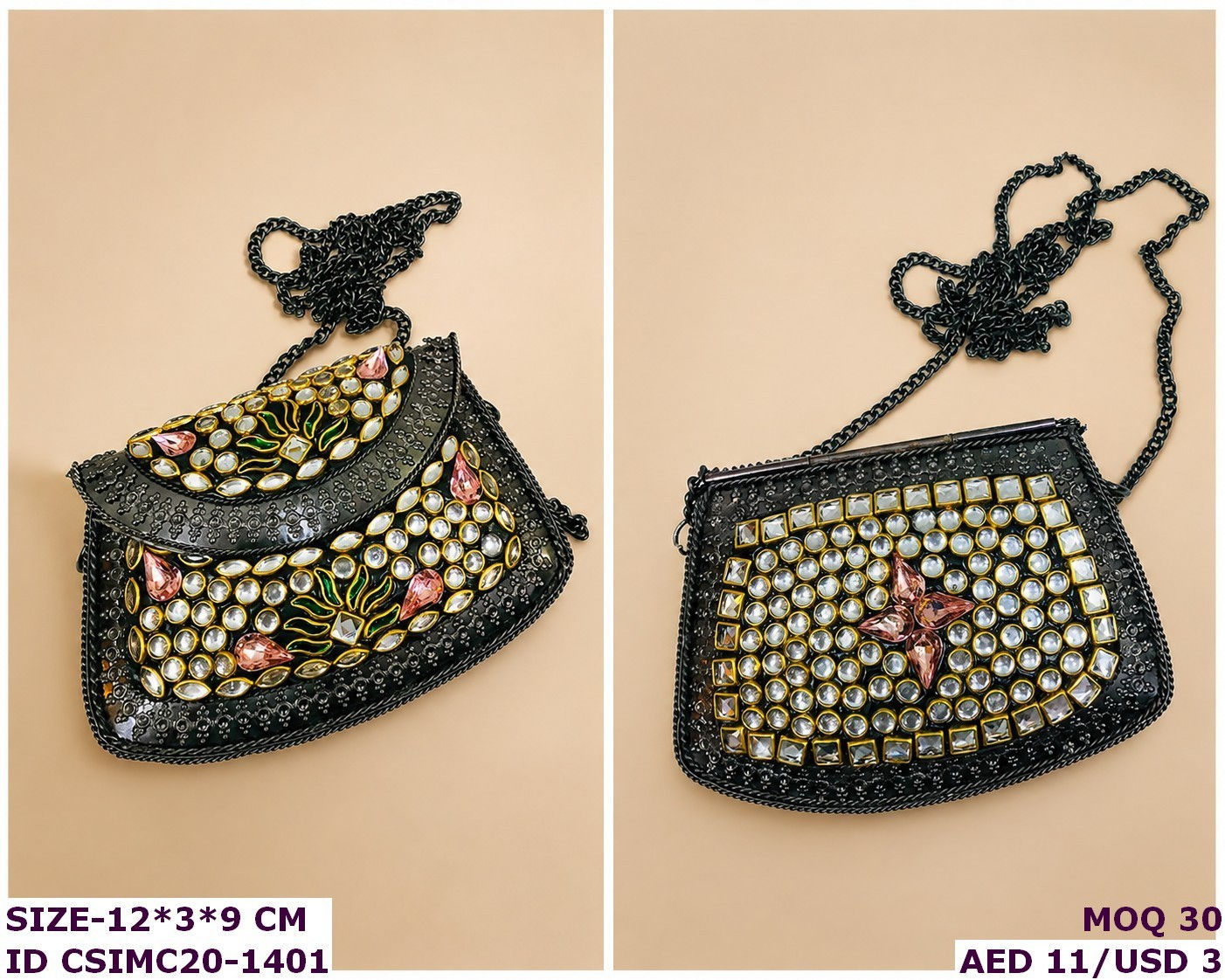 Handmade Kundan Stone Work Clutch Purse for Bridal, Party & Festive Wear