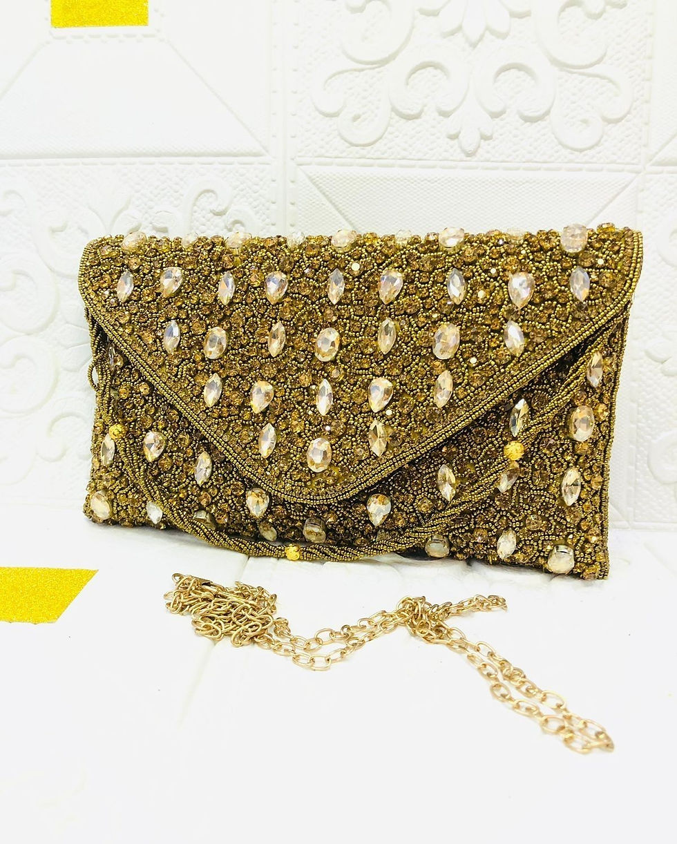 Thumbnail: Handcrafted Designer Crystal Stone Beaded Embroidery Bridal Evening Clutches