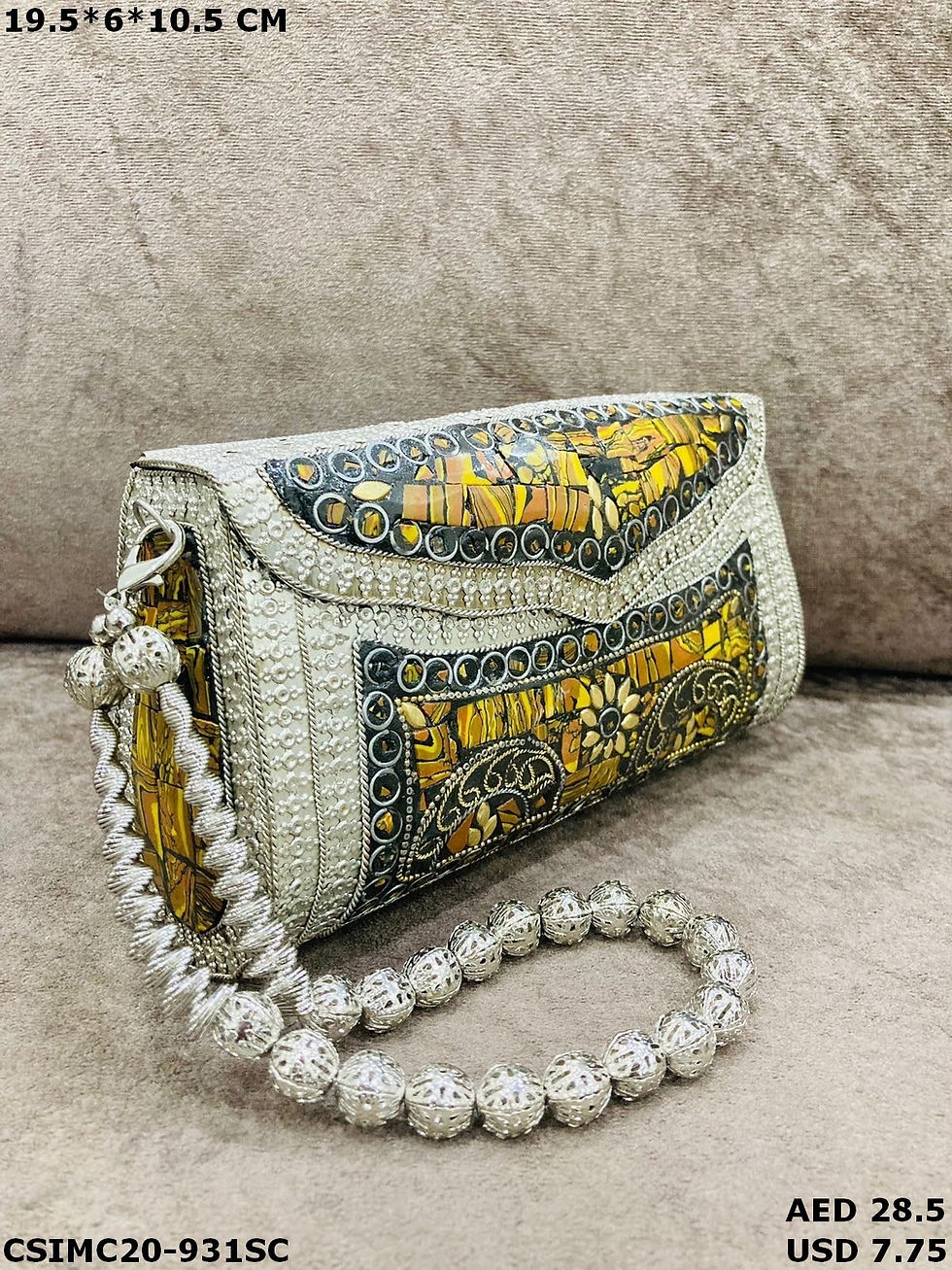 Thumbnail: Evening Chic Handmade Designer Metal Mosaic Ladies Clutch Bags