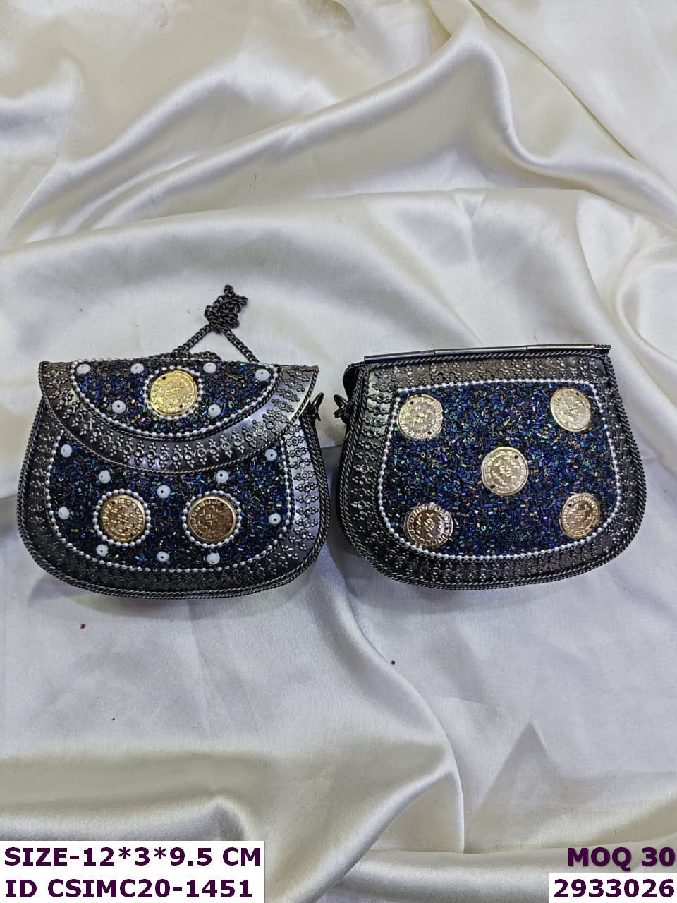 Thumbnail: Handcrafted Embellished Stone & Sequin Evening Clutch Bags