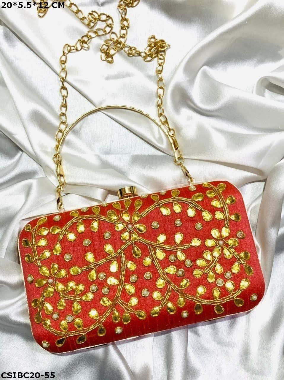 Thumbnail: Handmade Evening Gota Patti Work Box Clutch Bag
