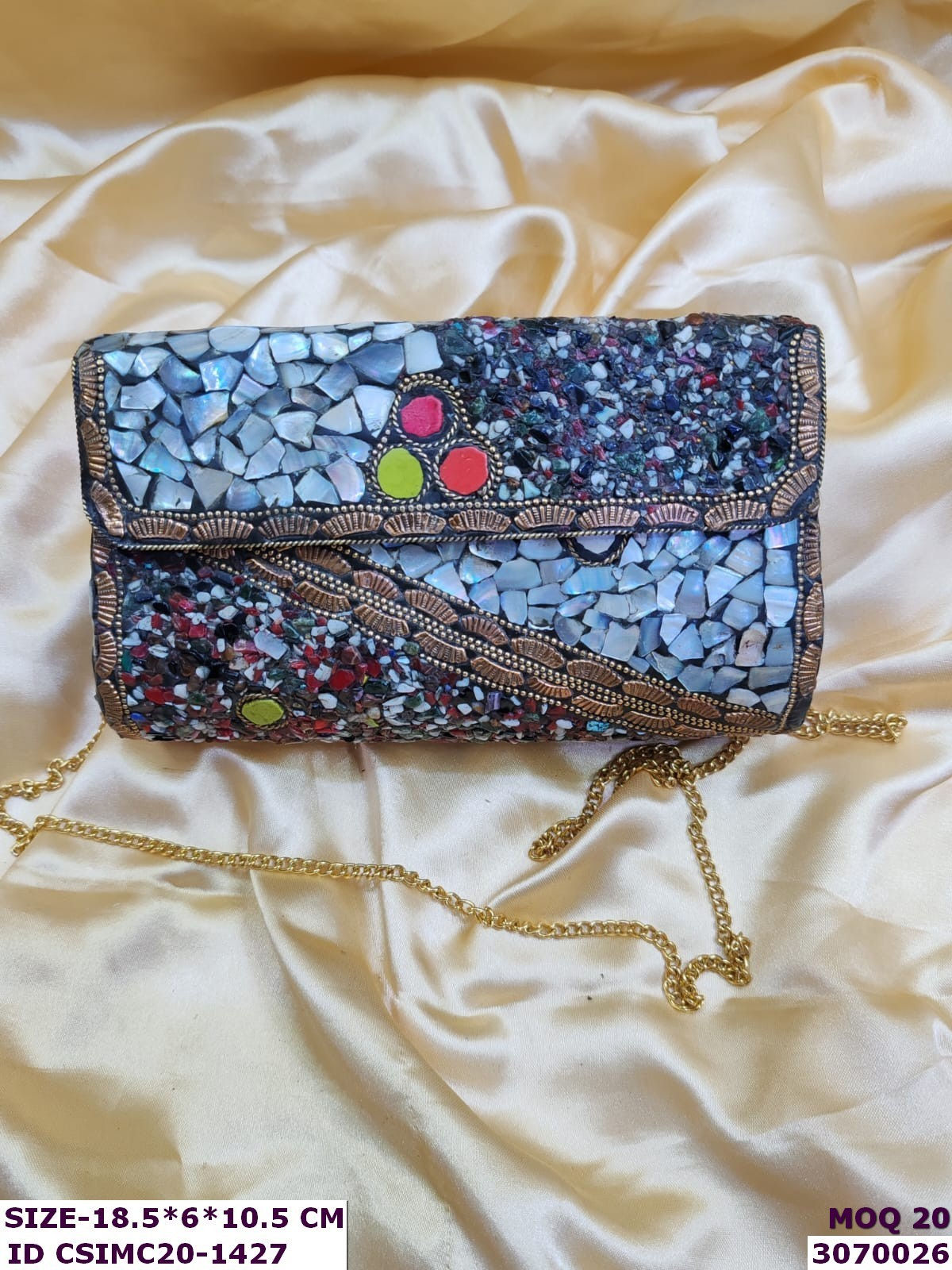 Designer Stone Mosaic Wedding Clutch Bag