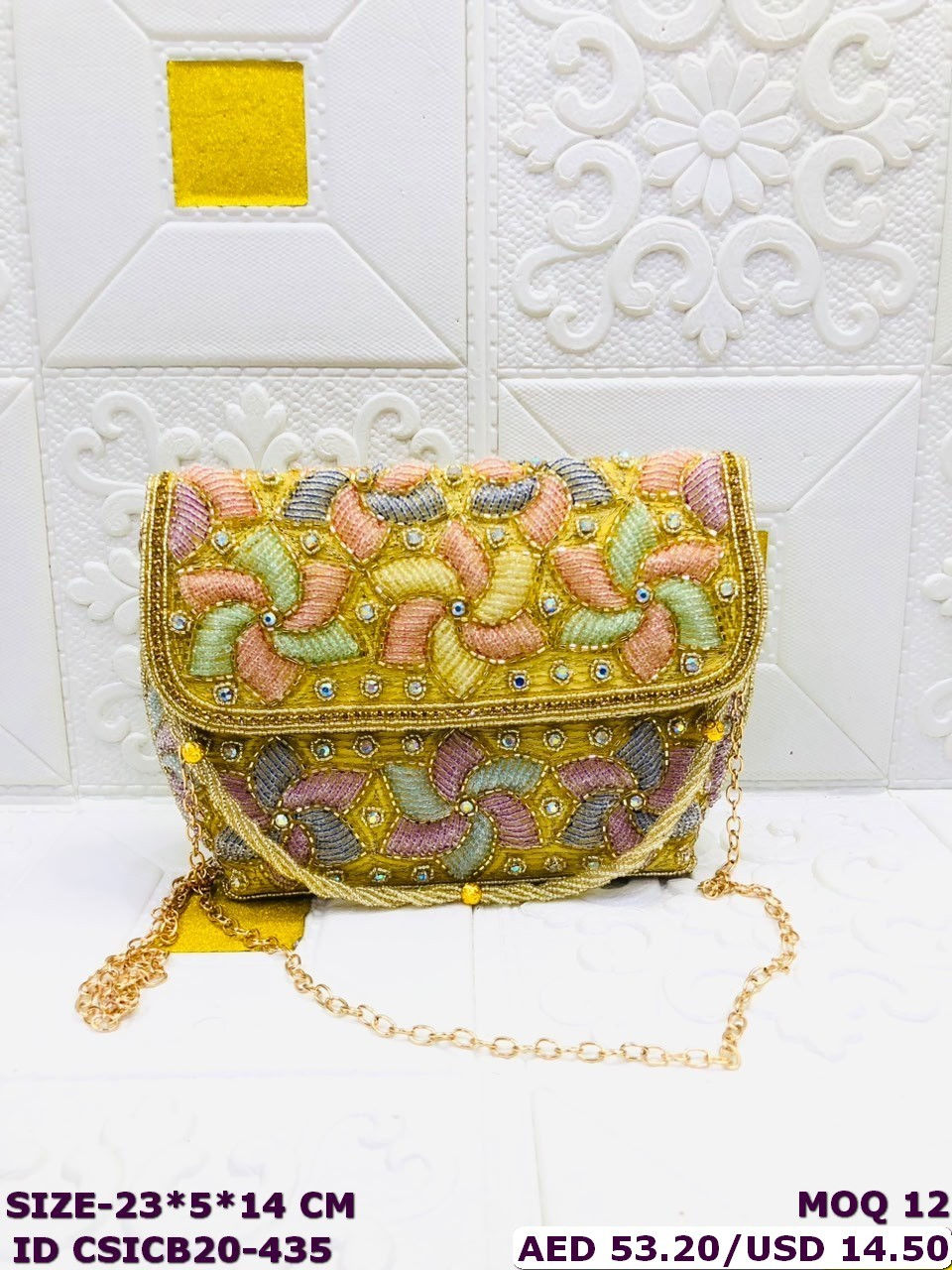 Thumbnail: Handmade Designer Beaded Clutch Bag for Women Embroidered Wedding & Party Sling