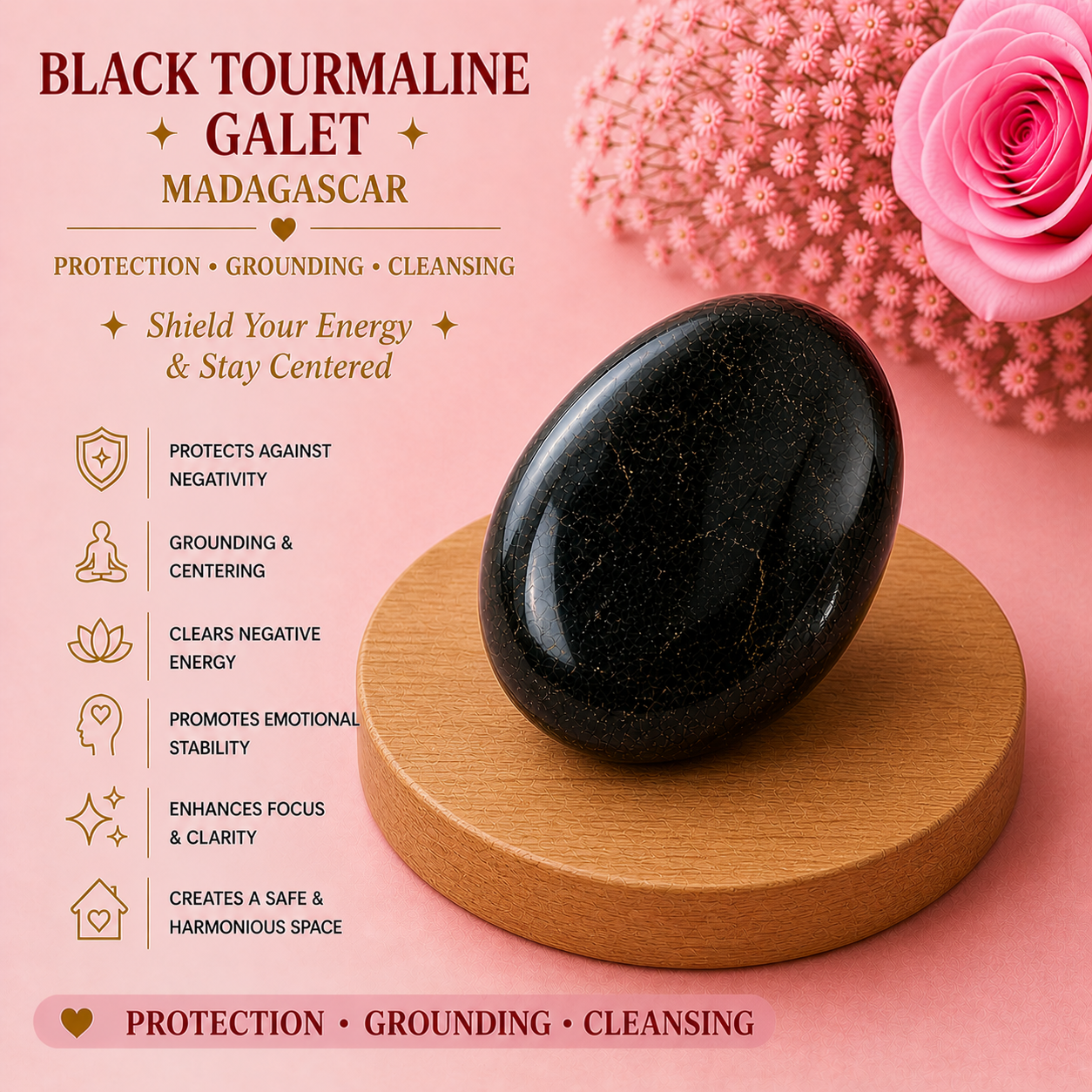 Black Tourmaline Galet - MADAGASCAR