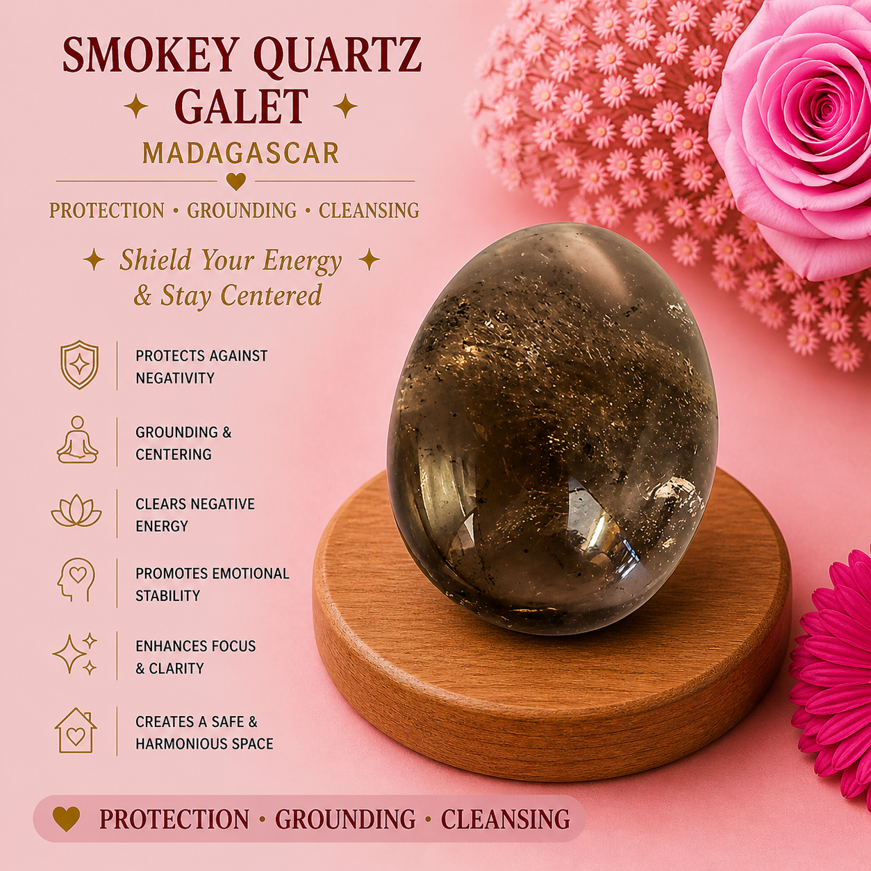 Smokey Quartz Galet - MADAGASCAR