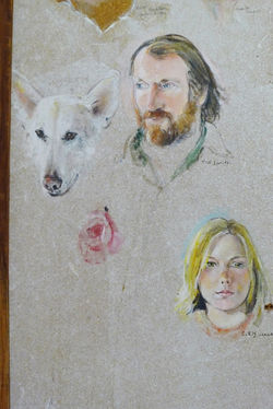 1979-80 -- UUCB Portraits from Panel 6 - Ted, Lazarus and Cory, Acrylic on Board, 6x3 ft_