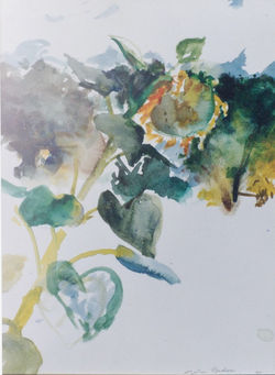 1985 - Penchant for Leaning, Watercolor, 12x8 in_