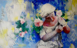 2021 - Kelsey Bruneer Roses, Mixed Media on Paper, 28 x 14 in