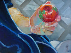 2013 - Tristan with Apple (2), Oil on canvas, 12x16 in