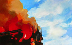 2019 - Notre Dame_ Yin Yang, Mixed Media, 14 x 28 in