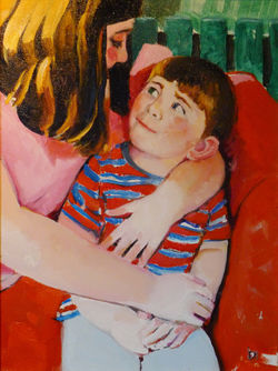 2016 - Elizabeth and Rowan Looking In, Oil on Canvas, 20x16 in
