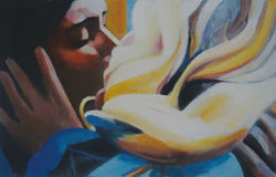 2020 - 'A Little Bit of Heaven' - Gael Garcia Bernal and Kate Hudson, Mixed Media, 14 x 28