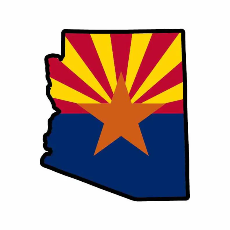 State of Arizona with their flag in the middle