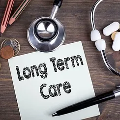 long term care sign with stethoscope