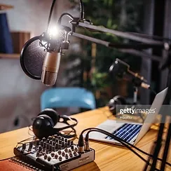 microphone and computer for podcast