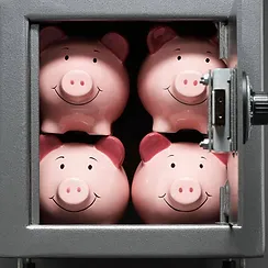 piggy banks in a safe