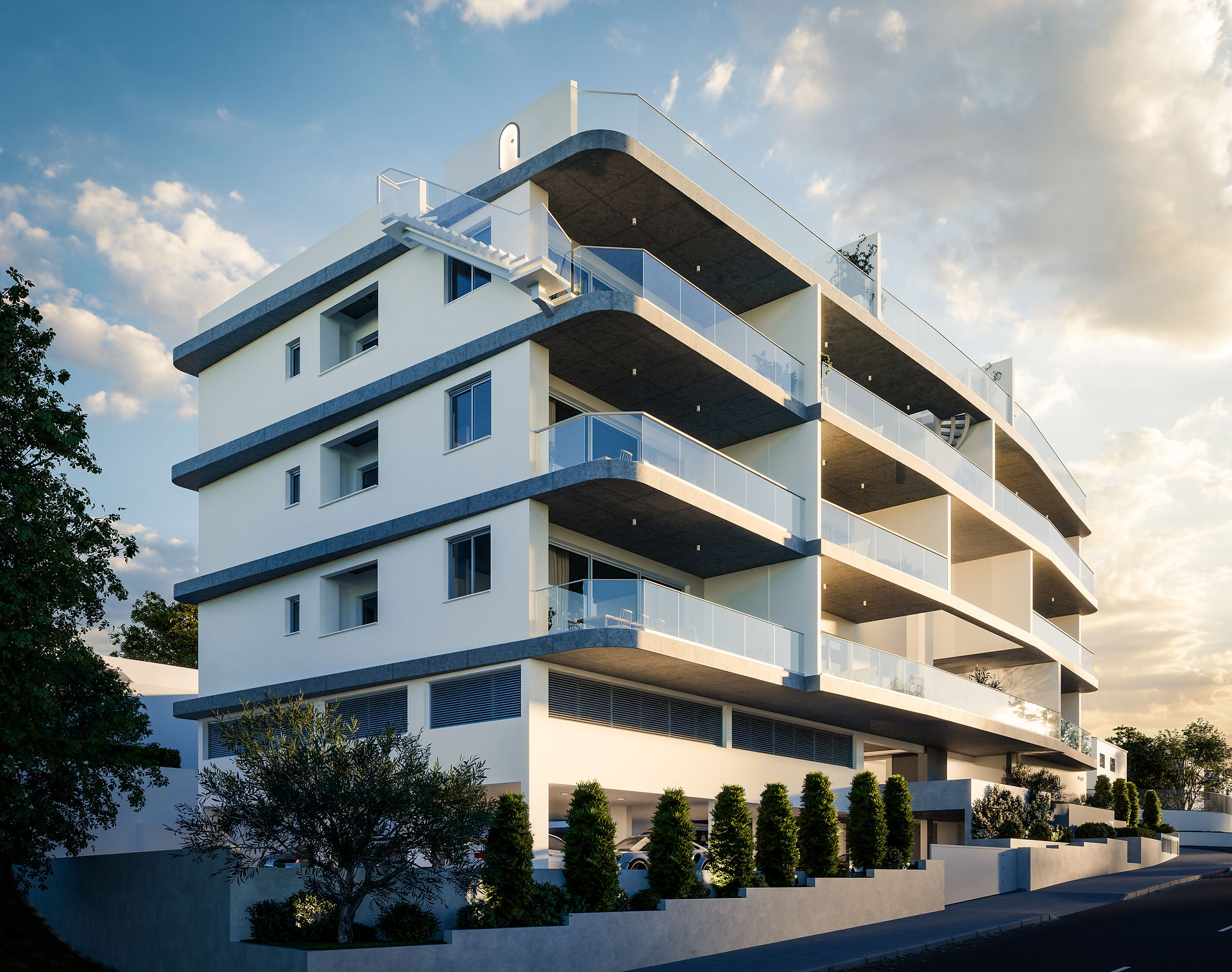 Exterior view of Sol Heights apartment building Agios Athanasios Limassol with sea views