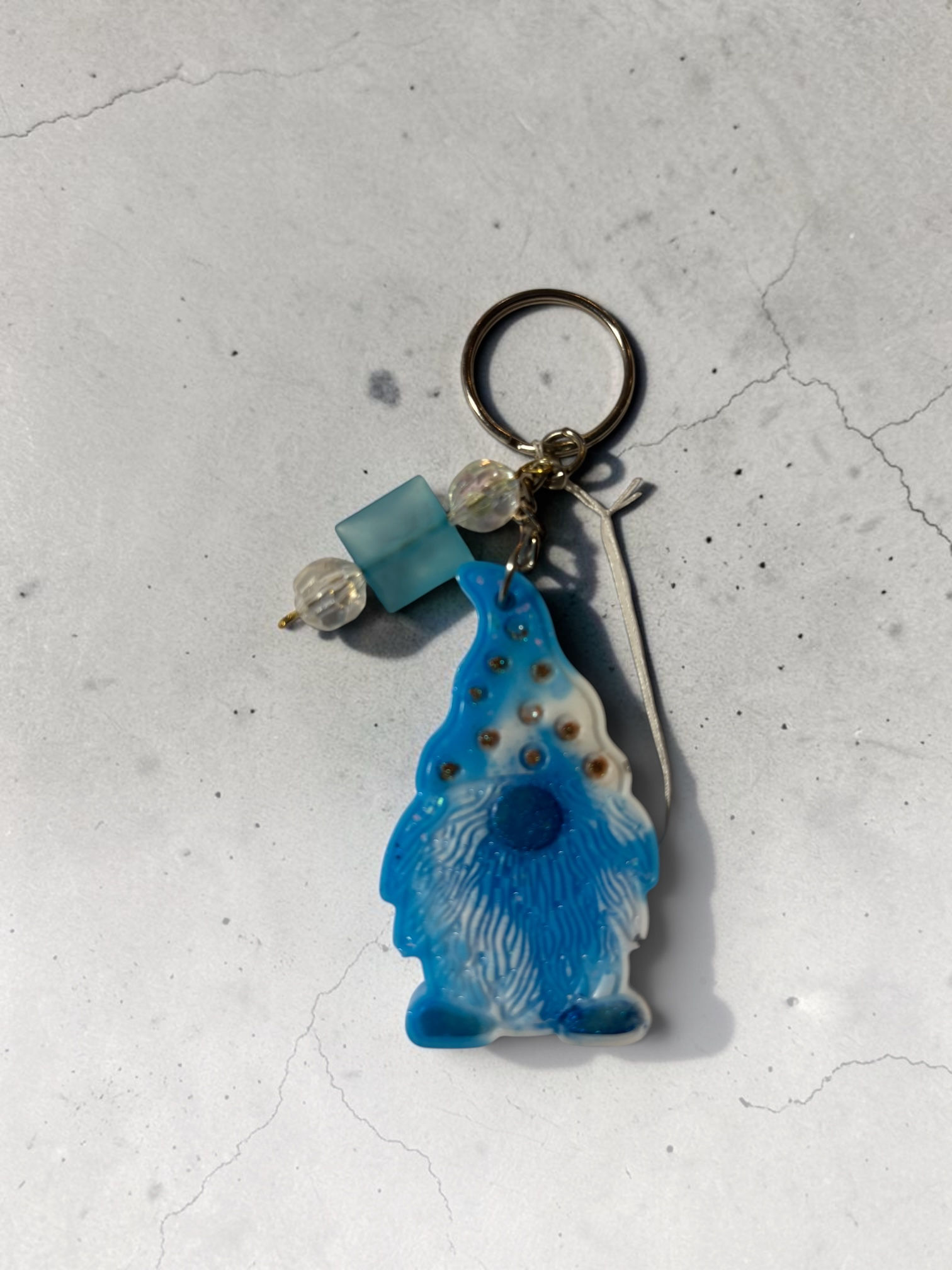💙 Blue Glitter Gnome Keychain — Handmade by Enchanted Creations
