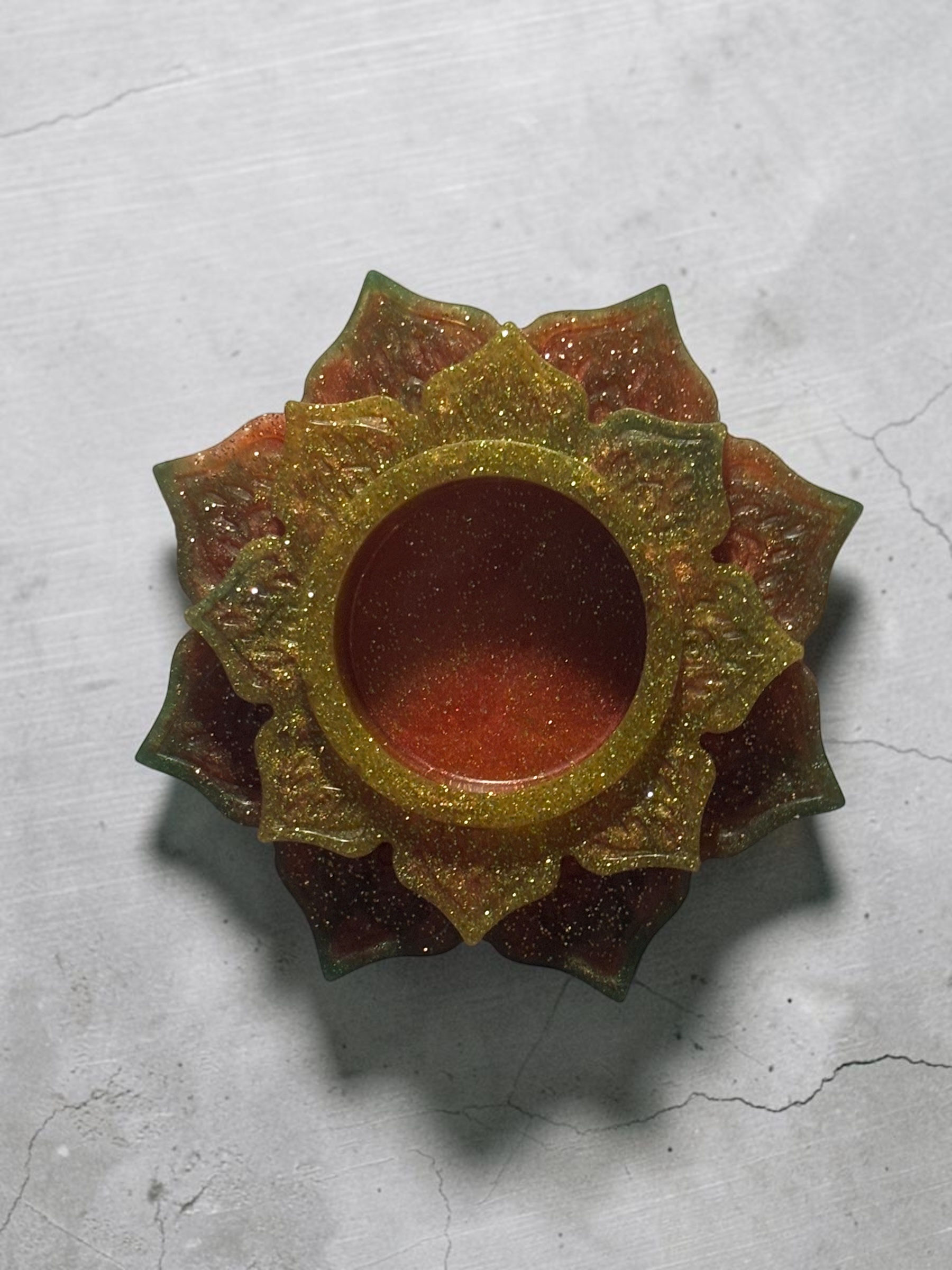 🍂 Autumn Lotus Votive Holder — Handmade by Enchanted Creations
