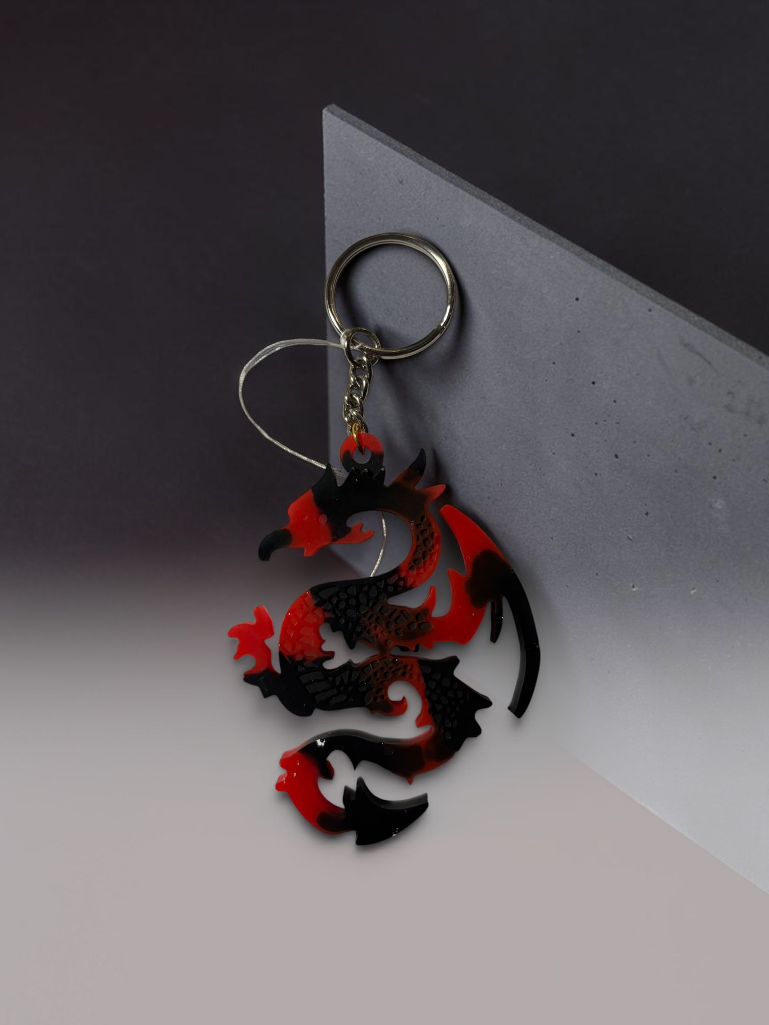 🐉 Crimson Dragon Keychain — Handmade by Enchanted Creations