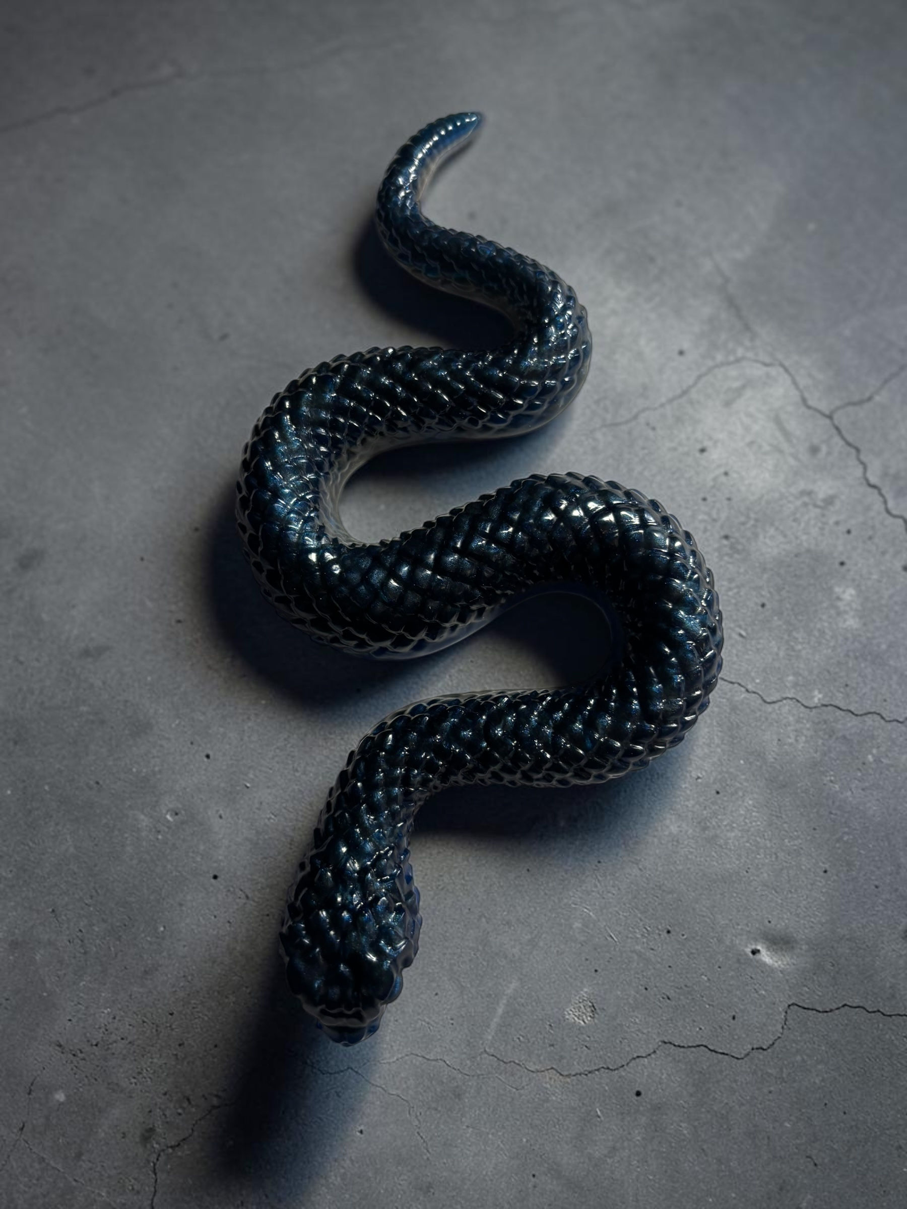 🐍 Midnight Scale Snake Sculpture — Handmade by Enchanted Creations